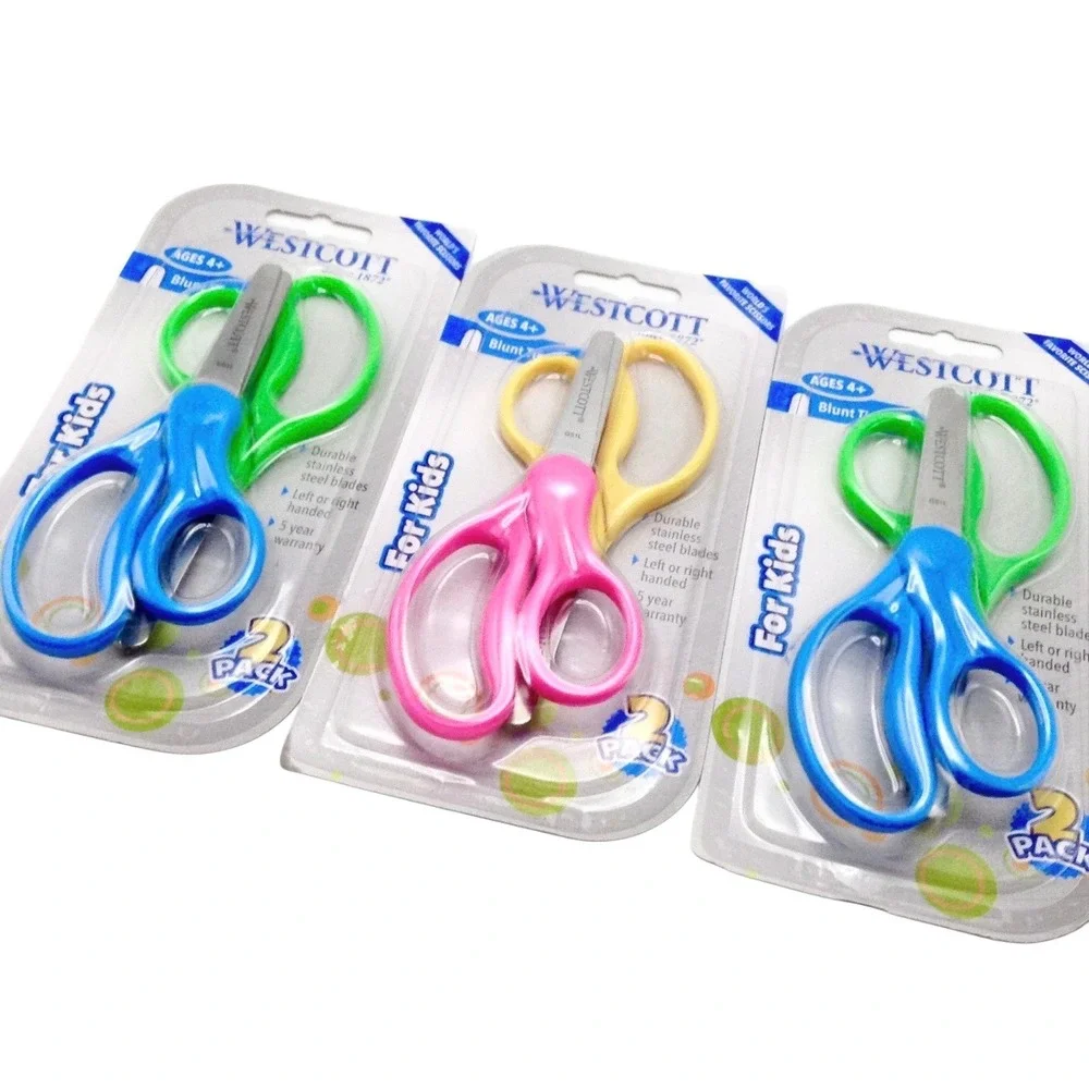 Westcott Kids Scissors 2-Pack Blunt Tip Left/Right Handed Durable Steel (3 Sets)